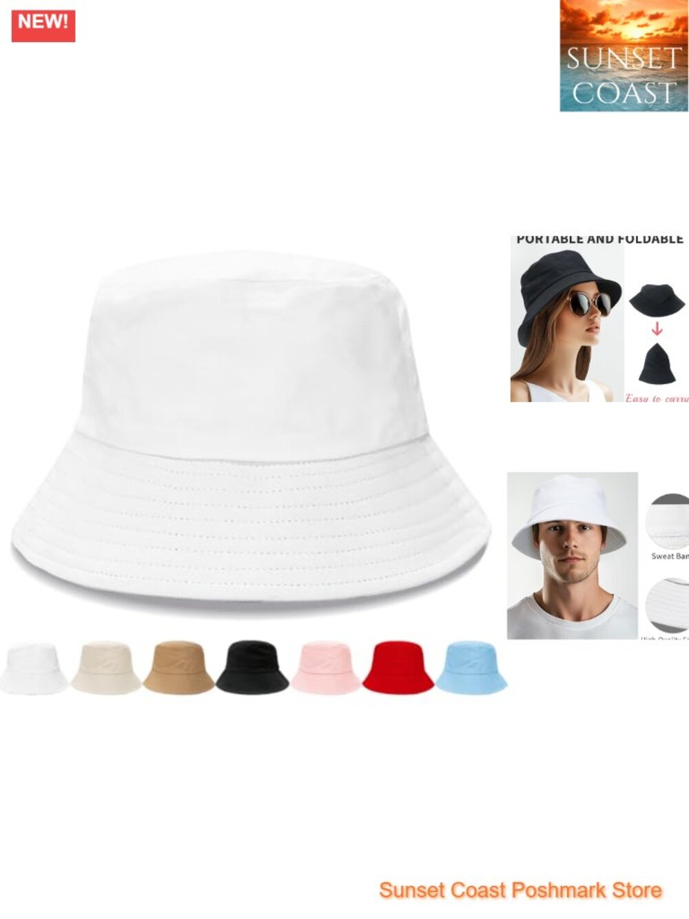 Packable Foldable Cotton Bucket Hat Sun Hat Unisex Travel Outdoor